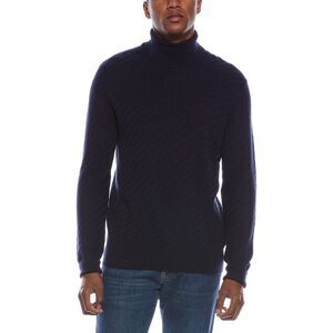 Kier + J Mens  Fancy Stitch Wool & Cashmere-Blend Turtleneck Sweater, Blue